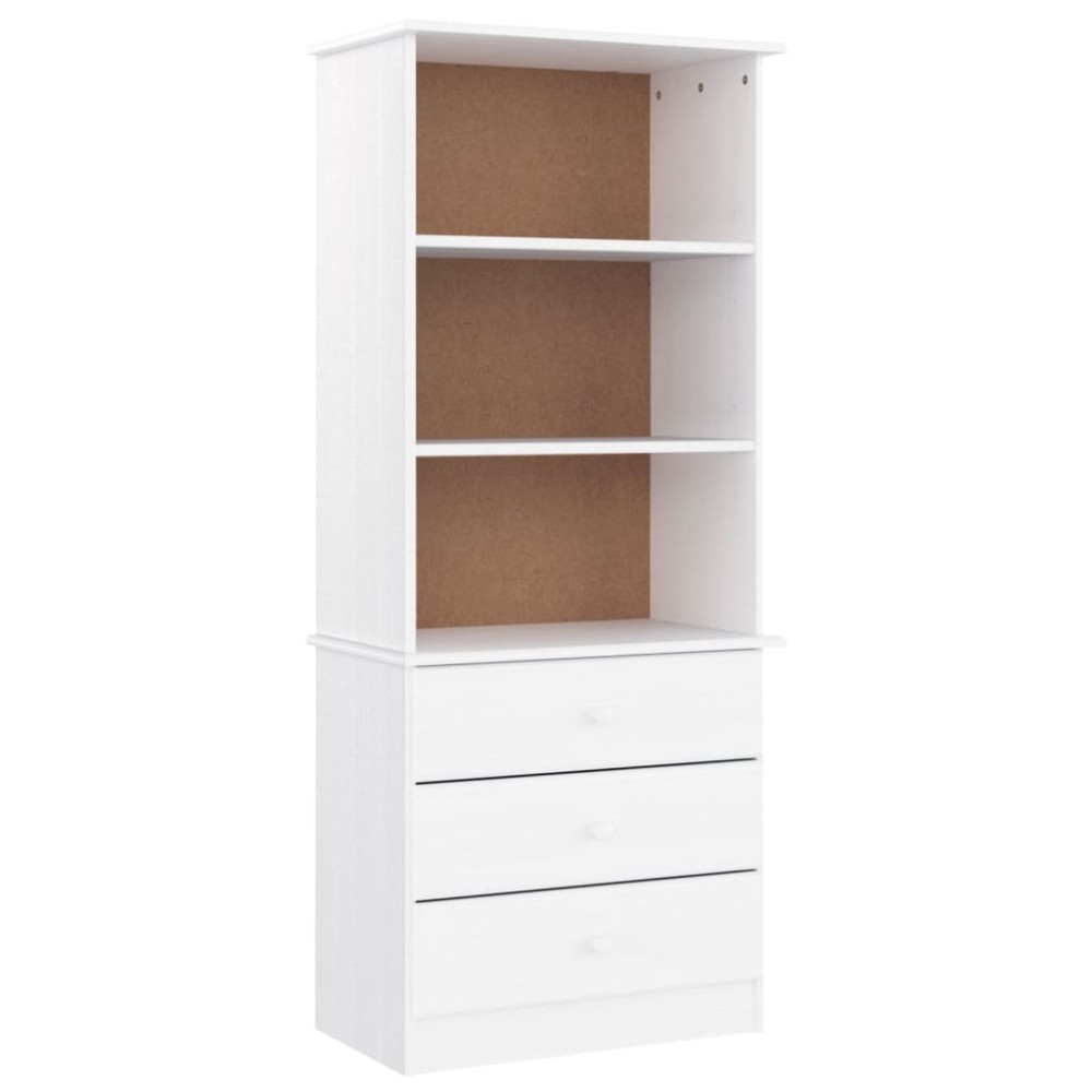 vidaXL Βιβλιοθήκη με Συρτάρια ALTA Λευκή 60x35x142εκ Μασίφ Ξύλο Πεύκου
