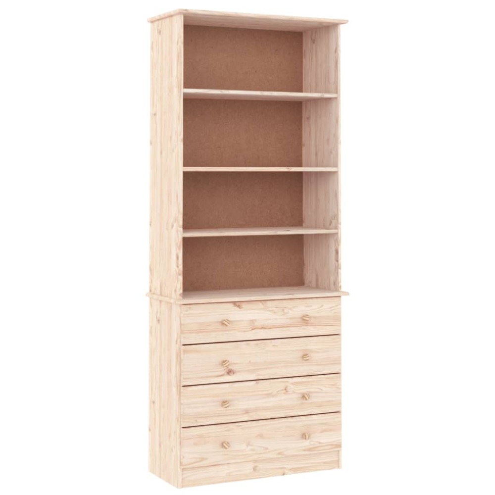 vidaXL Βιβλιοθήκη με Συρτάρια ALTA 77x35x186,5 εκ. Μασίφ Ξύλο Πεύκου