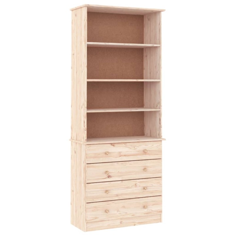 vidaXL Βιβλιοθήκη με Συρτάρια ALTA 77x35x186,5 εκ. Μασίφ Ξύλο Πεύκου