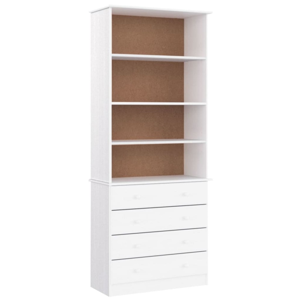 vidaXL Βιβλιοθήκη με Συρτάρια ALTA Λευκή 77x35x186,5 εκ. Μασίφ Πεύκο