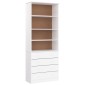 vidaXL Βιβλιοθήκη με Συρτάρια ALTA Λευκή 77x35x186,5 εκ. Μασίφ Πεύκο