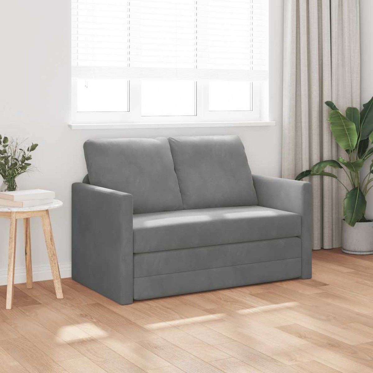 vidaXL Καναπές-Κρεβάτι Δαπέδου 2 σε 1 Σκ. Γκρι 122x204x55 εκ. Βελούδο