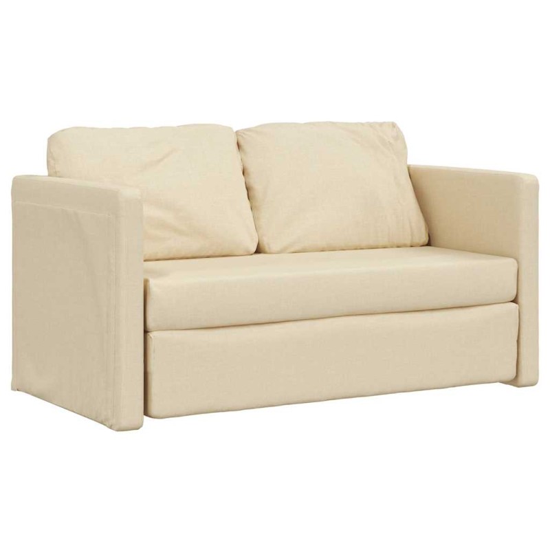 vidaXL Καναπές-Κρεβάτι Δαπέδου 2 σε 1 Κρεμ 112x174x55 εκ. Ύφασμα