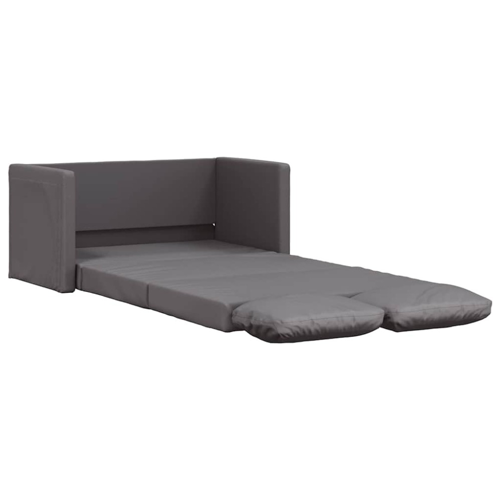 vidaXL Καναπές-Κρεβάτι Δαπέδου 2 σε 1 Γκρι 112x174x55 εκ. Συνθ. Δέρμα