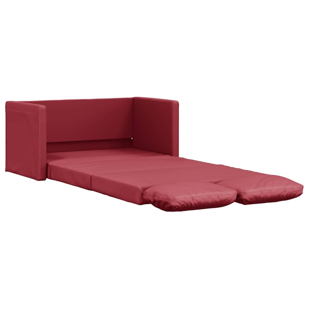 vidaXL Καναπές-Κρεβάτι Δαπέδου 2σε 1 Μπορντό 112x174x55εκ. Συνθ. Δέρμα