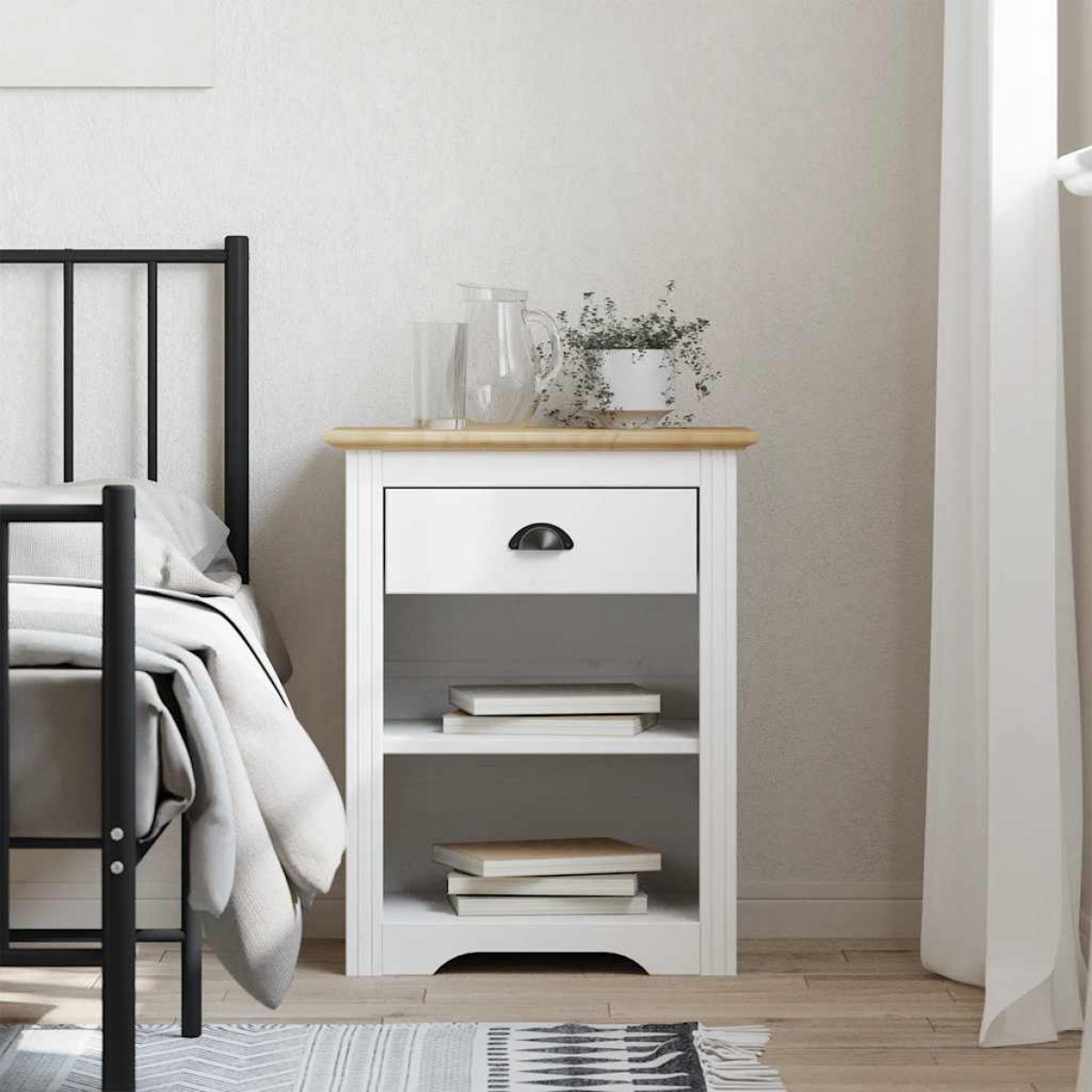 vidaXL Κομοδίνο BODO Καφέ 53 x 38,5 x 66 εκ. από Μασίφ Ξύλο Πεύκου