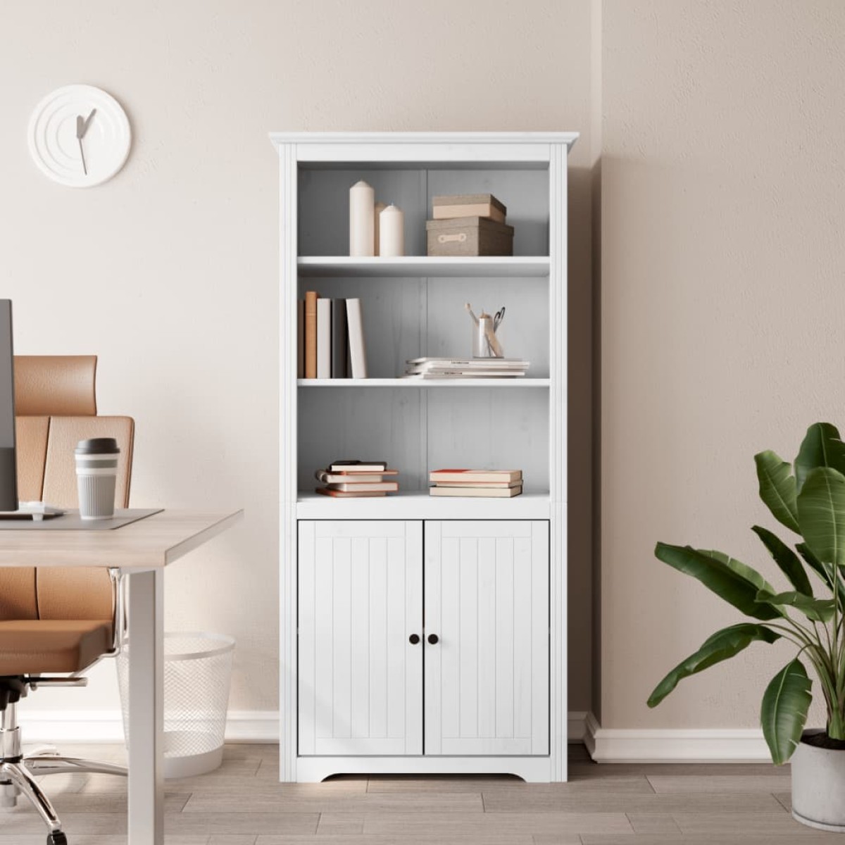 vidaXL Βιβλιοθήκη BODO Λευκή 80 x 40 x 172 εκ. από Μασίφ Ξύλο Πεύκου