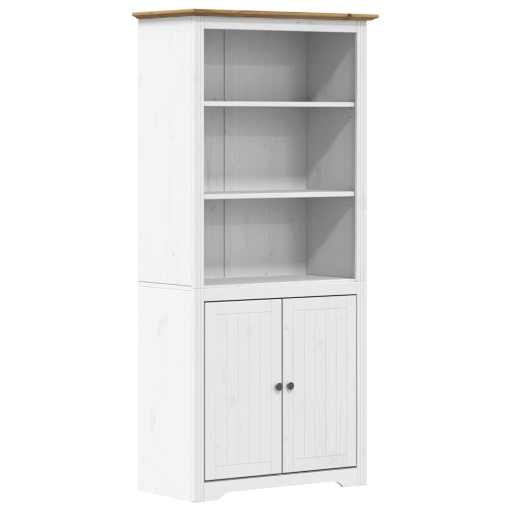 vidaXL Βιβλιοθήκη BODO Λευκή/Καφέ 82x40x173 εκ. από Μασίφ Ξύλο Πεύκου