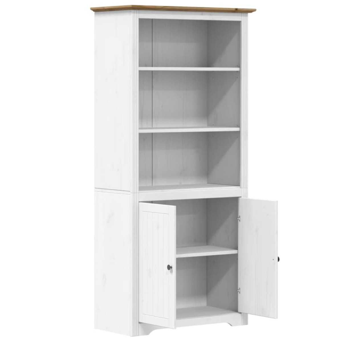 vidaXL Βιβλιοθήκη BODO Λευκή/Καφέ 80x40x172 εκ. από Μασίφ Ξύλο Πεύκου