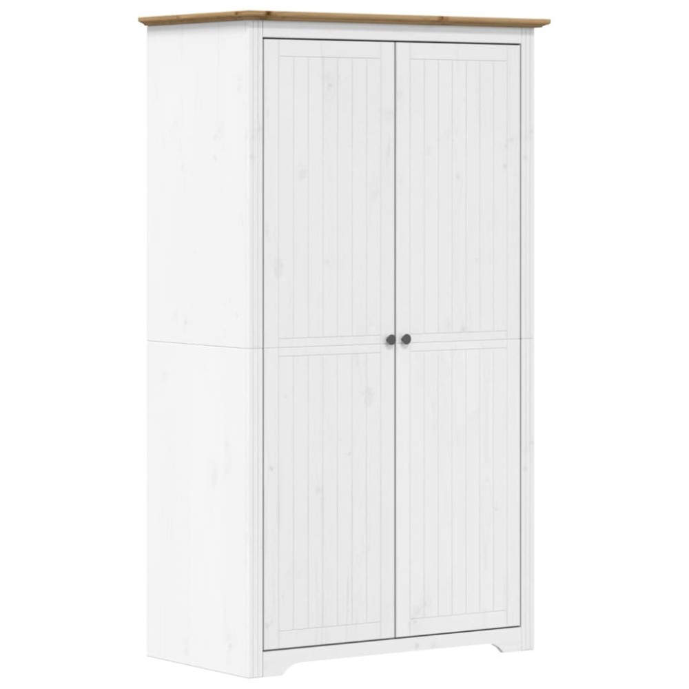 vidaXL Ντουλάπα BODO Λευκή/Καφέ 99x53,5x173 εκ. Μασίφ Ξύλο Πεύκου
