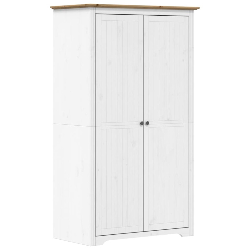 vidaXL Ντουλάπα BODO Λευκή/Καφέ 99x53,5x173 εκ. Μασίφ Ξύλο Πεύκου