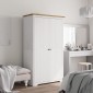 vidaXL Ντουλάπα BODO Λευκή/Καφέ 101 x 52 x 176,5 εκ. Μασίφ Ξύλο Πεύκου