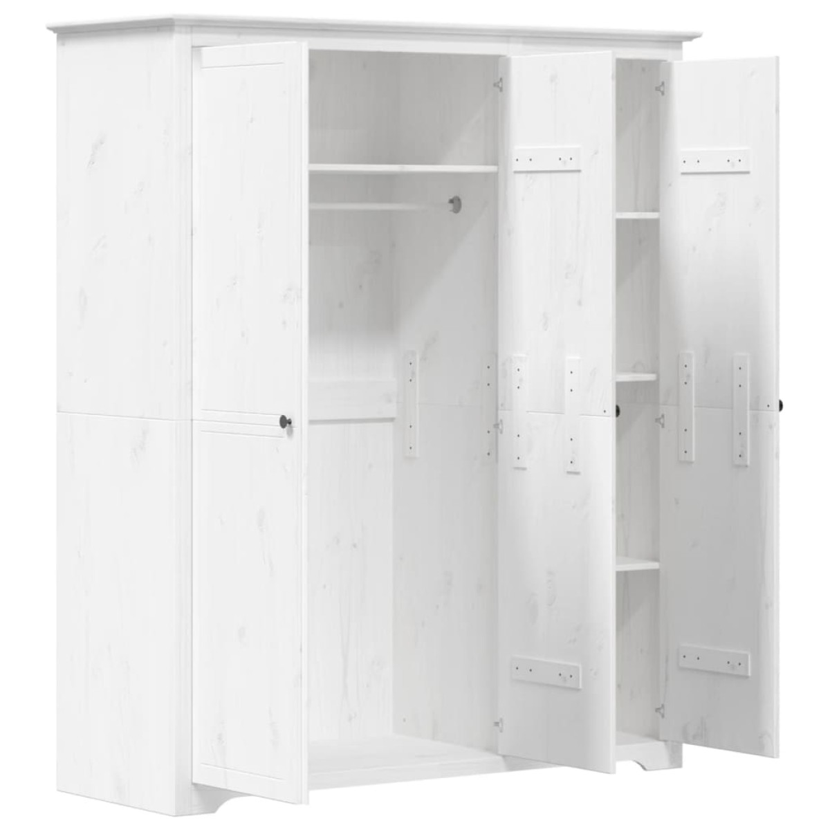 vidaXL Ντουλάπα BODO Λευκή 151,5x52x176,5 εκ. από Μασίφ Ξύλο Πεύκου