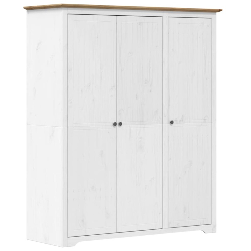 vidaXL Ντουλάπα BODO Λευκή/Καφέ 146x53,5x173 εκ. Μασίφ Ξύλο Πεύκου