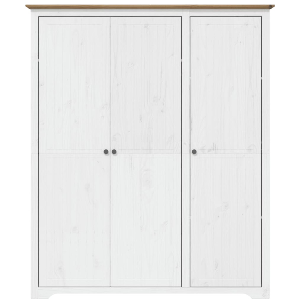 vidaXL Ντουλάπα BODO Λευκή/Καφέ 151,5x52x176,5 εκ. Μασίφ Ξύλο Πεύκου