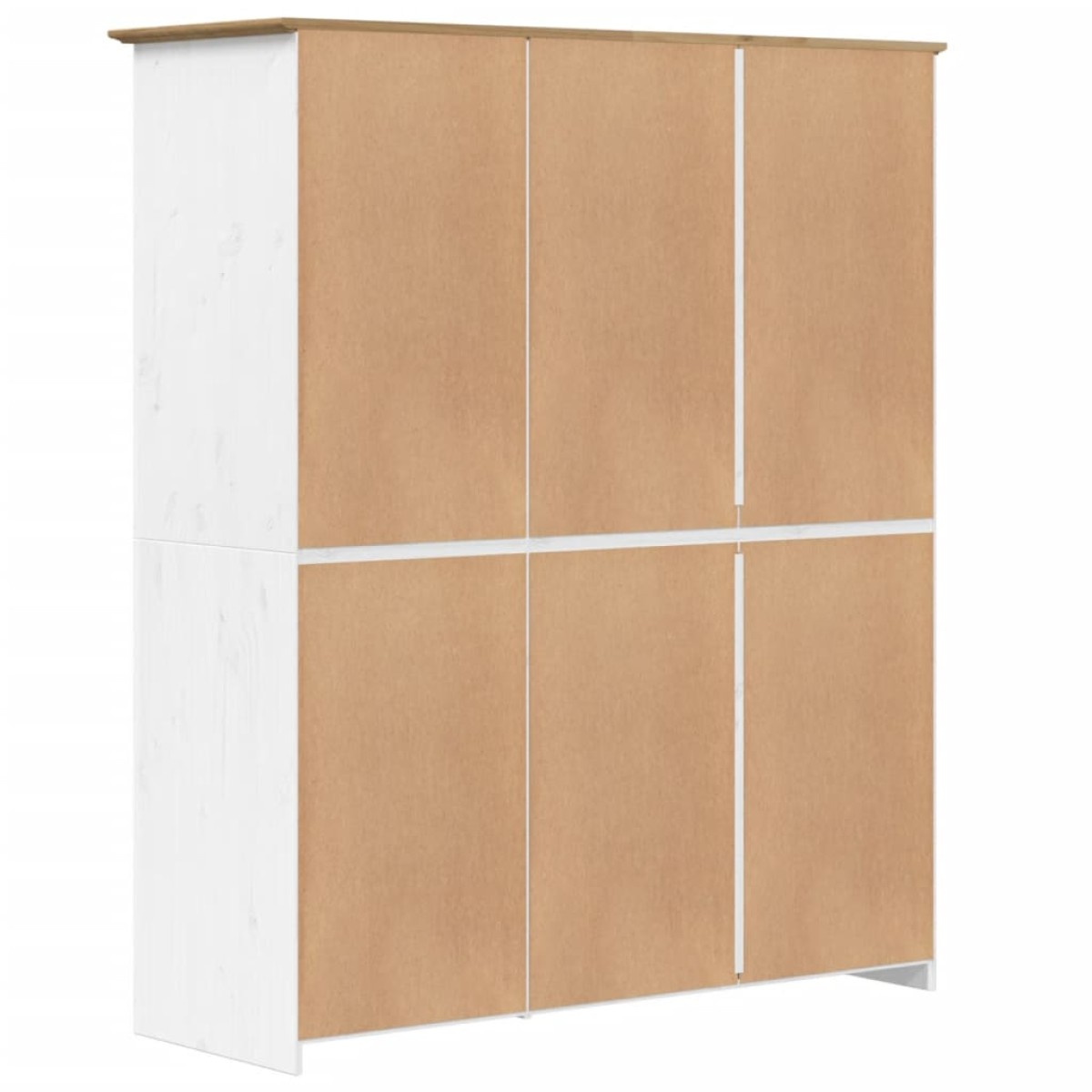 vidaXL Ντουλάπα BODO Λευκή/Καφέ 151,5x52x176,5 εκ. Μασίφ Ξύλο Πεύκου