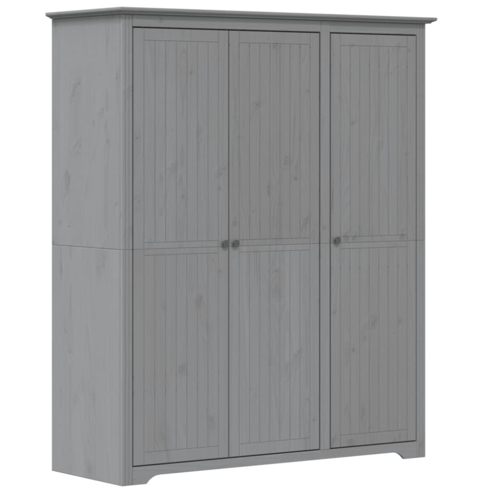 vidaXL Ντουλάπα BODO Γκρι 146x53,5x173 εκ. από Μασίφ Ξύλο Πεύκου