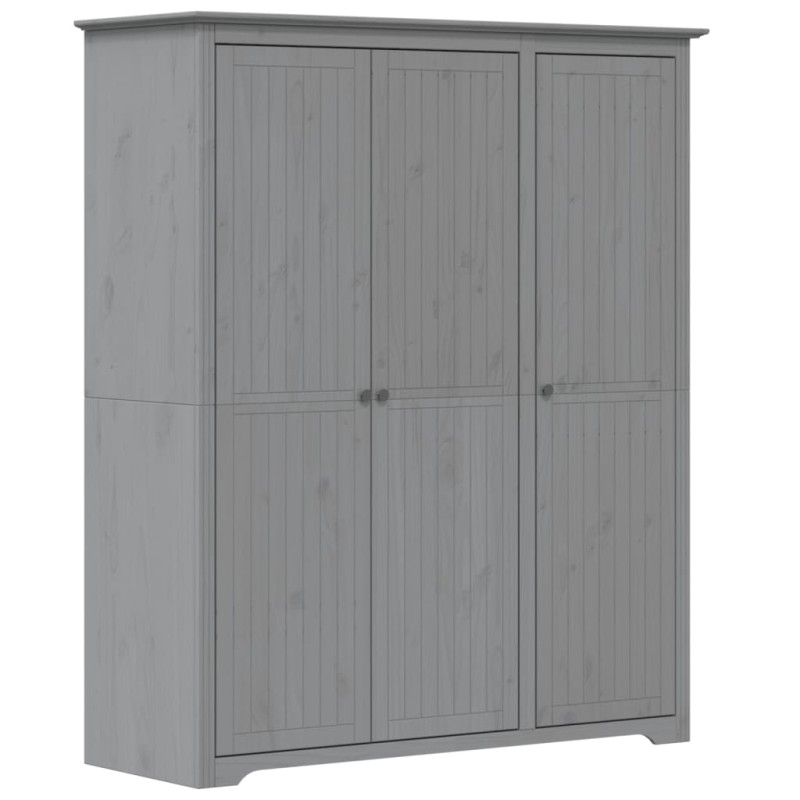 vidaXL Ντουλάπα BODO Γκρι 146x53,5x173 εκ. από Μασίφ Ξύλο Πεύκου