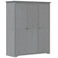 vidaXL Ντουλάπα BODO Γκρι 151,5x52x176,5 εκ. από Μασίφ Ξύλο Πεύκου