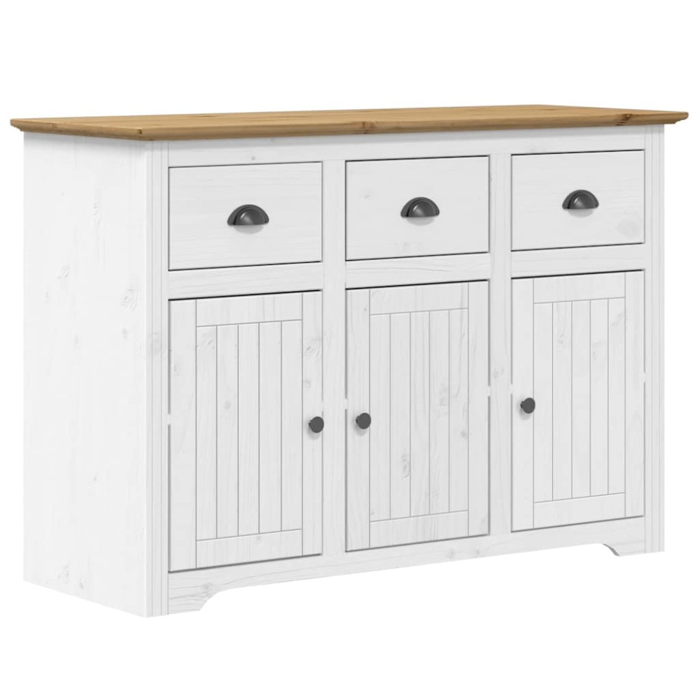 vidaXL Ντουλάπι BODO Λευκό/Καφέ 115,5x44x80 εκ. από Μασίφ Ξύλο Πεύκου