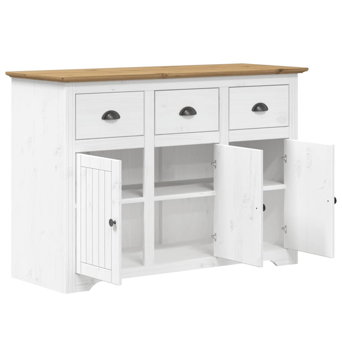 vidaXL Ντουλάπι BODO Λευκό/Καφέ 115x43x79,5 εκ. από Μασίφ Ξύλο Πεύκου