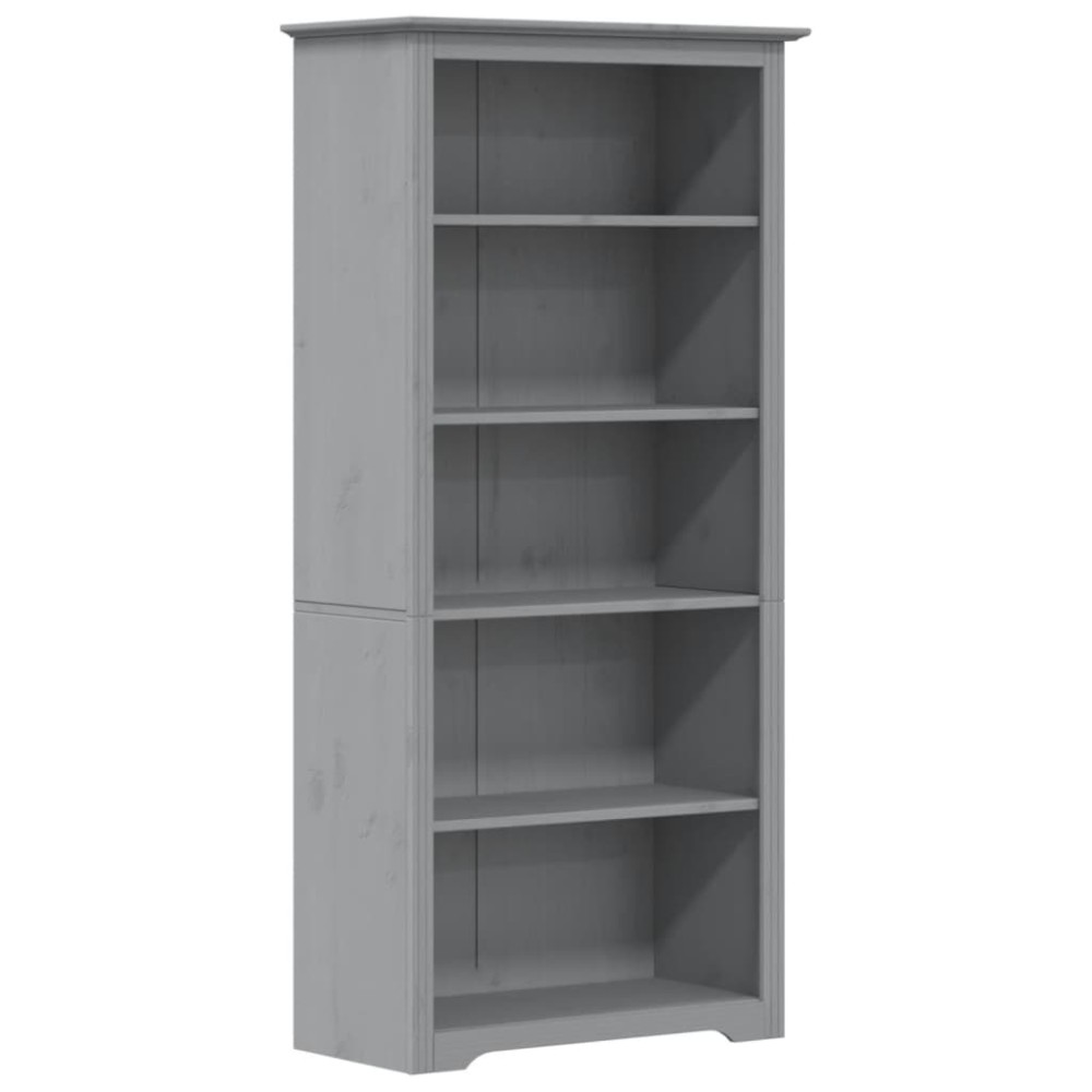 vidaXL Βιβλιοθήκη BODO 5 Επ. Γκρι 82x40x173 εκ. από Μασίφ Ξύλο Πεύκου