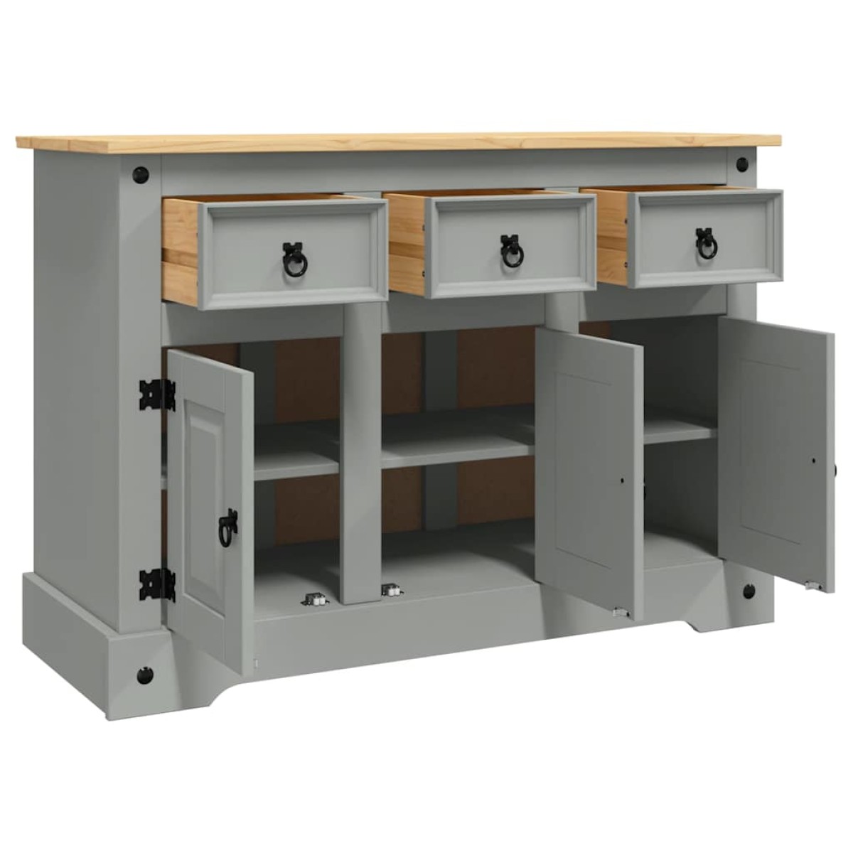 vidaXL Μπουφές Corona Γκρι 112x43x78 εκ. Μασίφ Ξύλο Μεξικάνικου Πεύκου