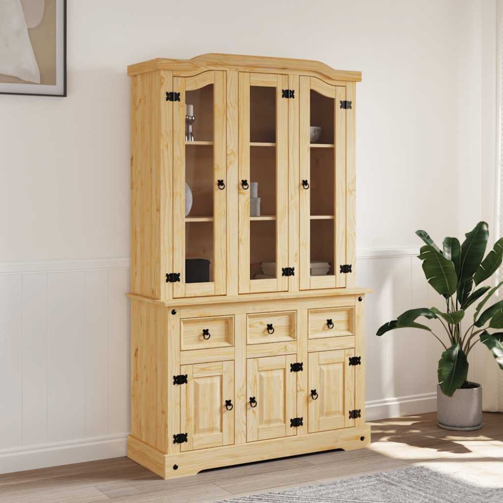 vidaXL Βιτρίνα Corona Καφέ 112x43x191,5εκ. Μασίφ Ξύλο Μεξικάνικου Πεύκου