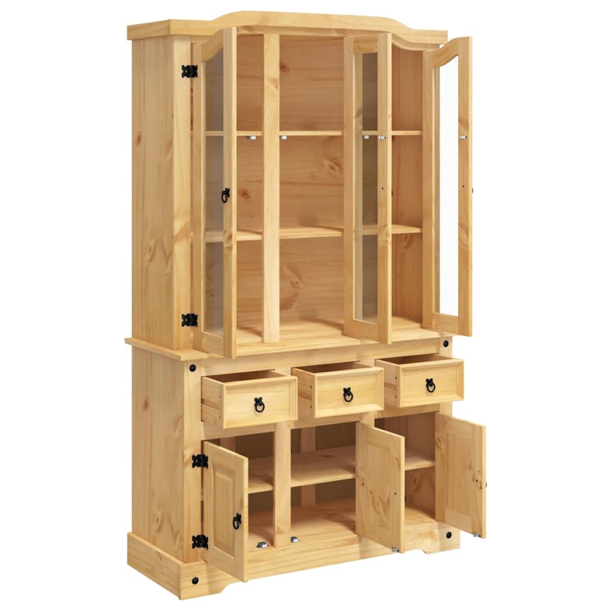 vidaXL Βιτρίνα Corona Καφέ 112x43x196εκ. Μασίφ Ξύλο Μεξικάνικου Πεύκου
