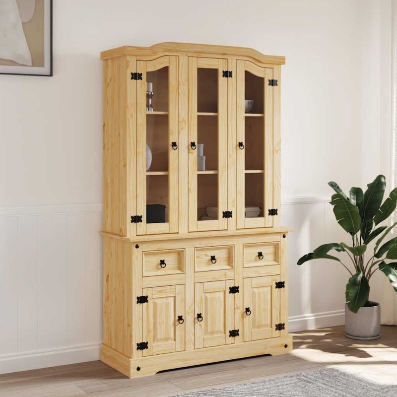 vidaXL Βιτρίνα Corona Καφέ 112x43x191,5εκ. Μασίφ Ξύλο Μεξικάνικου Πεύκου