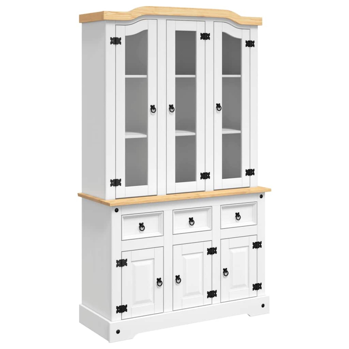 vidaXL Βιτρίνα Corona Λευκή 112 x 43 x 196 εκ. από Μασίφ Ξύλο Πεύκου
