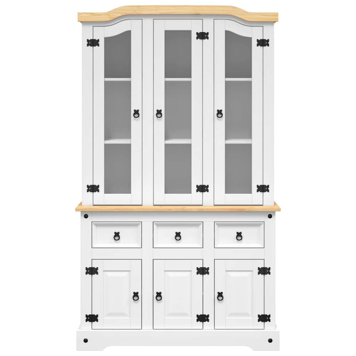 vidaXL Βιτρίνα Corona Λευκή 112 x 43 x 196 εκ. από Μασίφ Ξύλο Πεύκου
