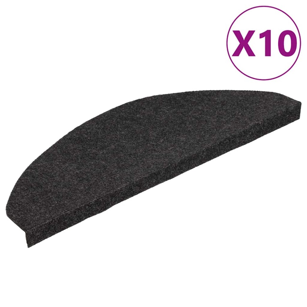 vidaXL Πατάκια Σκάλας Αυτοκόλλητα 10 τεμ. Μαύρα 65 x 22,5 x 3,5 εκ.