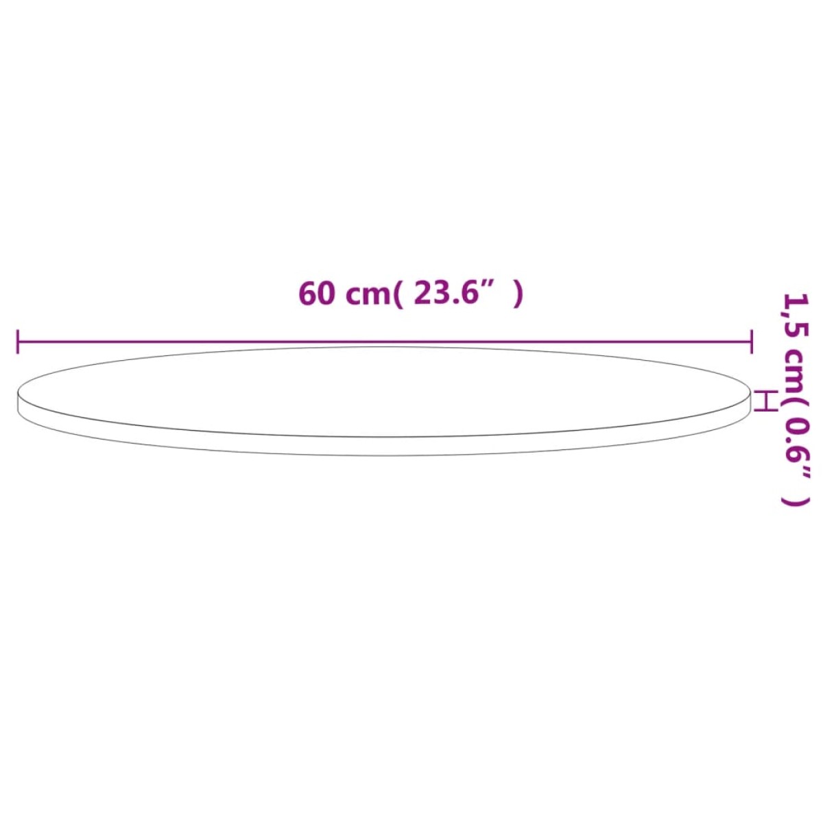 vidaXL Επιφάνεια Τραπεζιού Στρογγυλή Ø60x1,5 εκ. Μασίφ Ξύλο Οξιάς