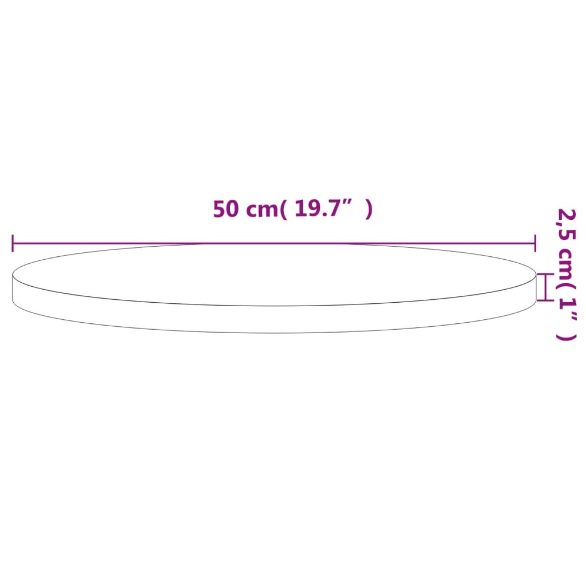 vidaXL Επιφάνεια Τραπεζιού Στρογγυλή Ø50x2,5 εκ. Μασίφ Ξύλο Οξιάς