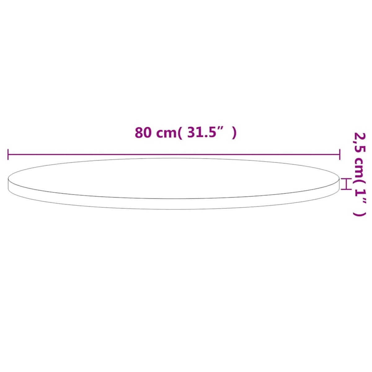 vidaXL Επιφάνεια Τραπεζιού Στρογγυλή Ø80x2,5 εκ. Μασίφ Ξύλο Οξιάς