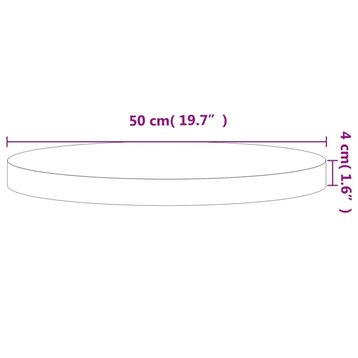 vidaXL Επιφάνεια Τραπεζιού Στρογγυλή Ø50x4 εκ. Μασίφ Ξύλο Οξιάς