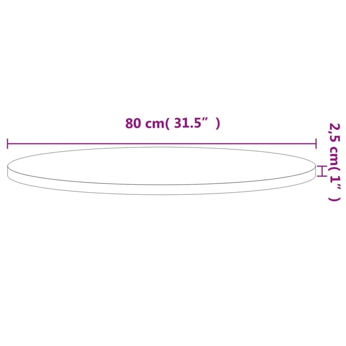 vidaXL Επιφάνεια Τραπεζιού Στρογγυλή Ø80x2,5 εκ. Μασίφ Ξύλο Οξιάς