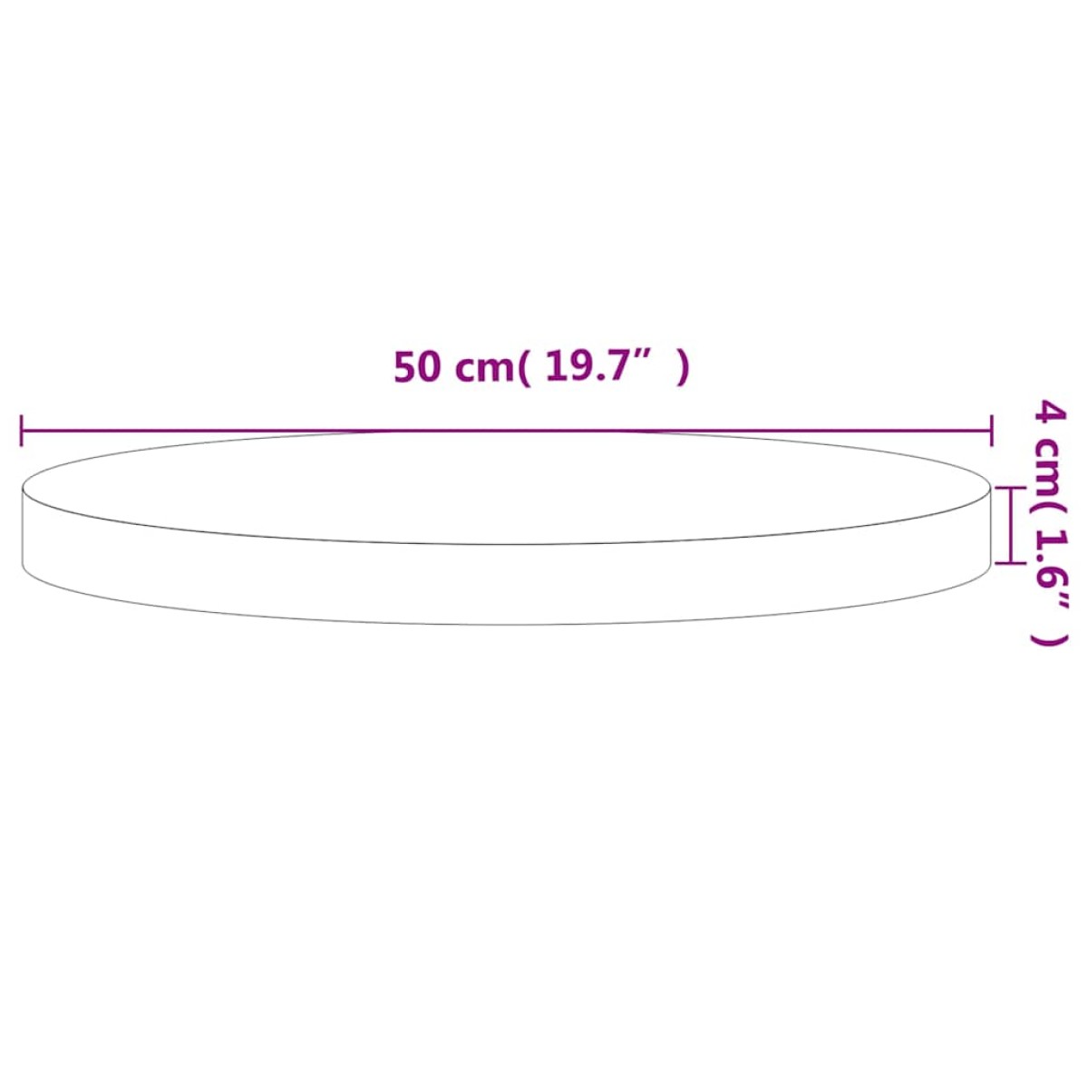 vidaXL Επιφάνεια Τραπεζιού Στρογγυλή Ø50x4 εκ. Μασίφ Ξύλο Οξιάς