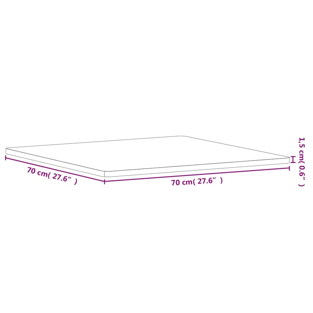 vidaXL Επιφάνεια Τραπεζιού Τετράγωνη 70x70x1,5 εκ. Μασίφ Ξύλο Οξιάς