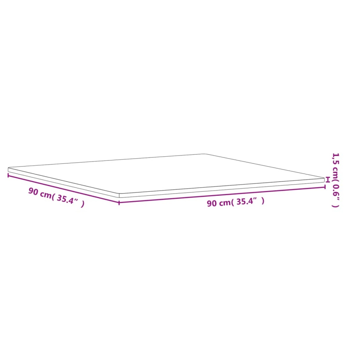 vidaXL Επιφάνεια Τραπεζιού Τετράγωνη 90x90x1,5 εκ. Μασίφ Ξύλο Οξιάς