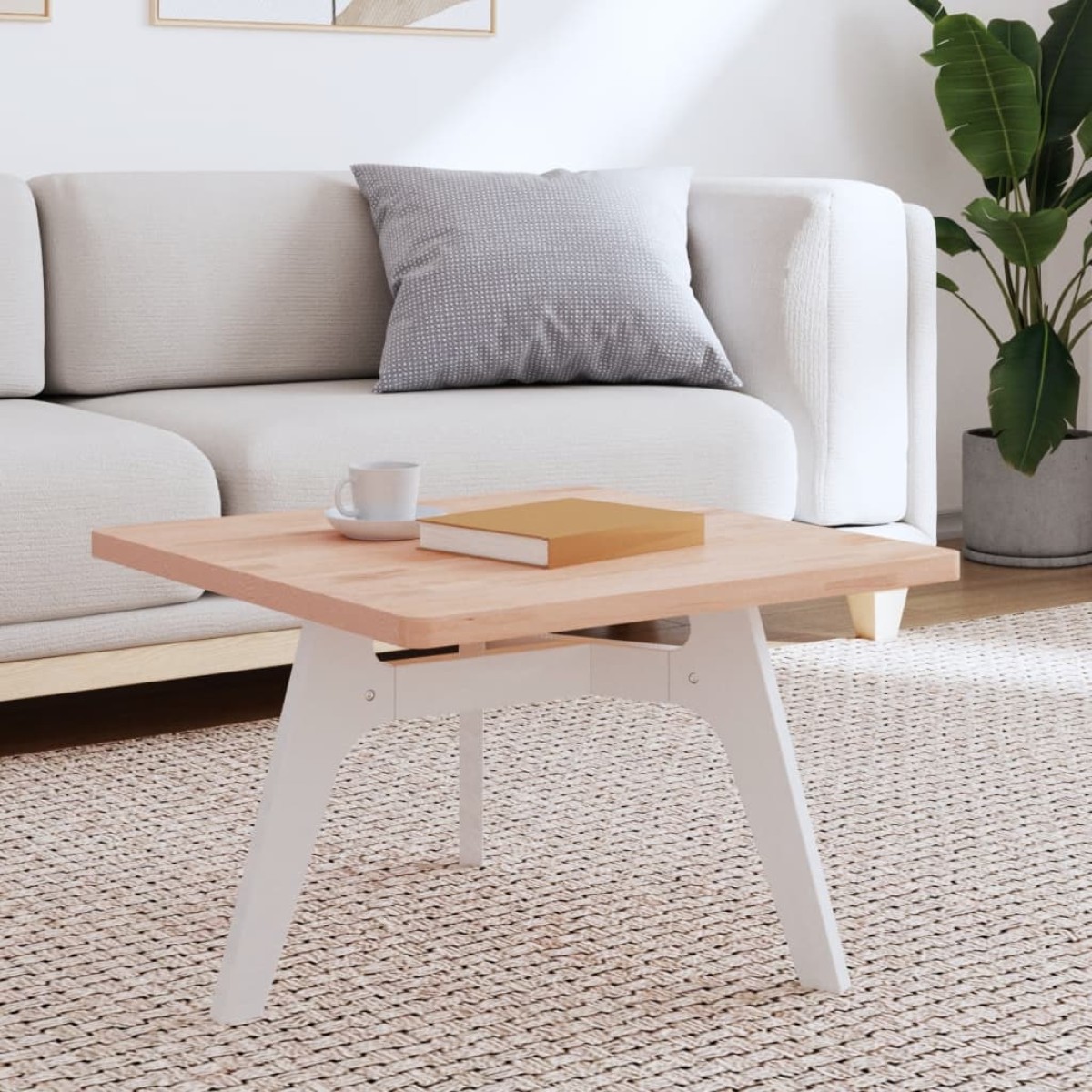 vidaXL Επιφάνεια Τραπεζιού Τετράγωνη 60x60x2,5 εκ. Μασίφ Ξύλο Οξιάς