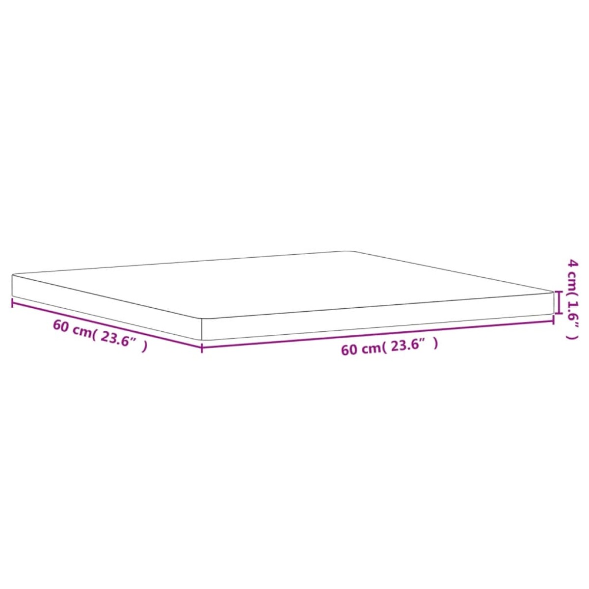 vidaXL Επιφάνεια Τραπεζιού Τετράγωνη 60x60x4 εκ. Μασίφ Ξύλο Οξιάς