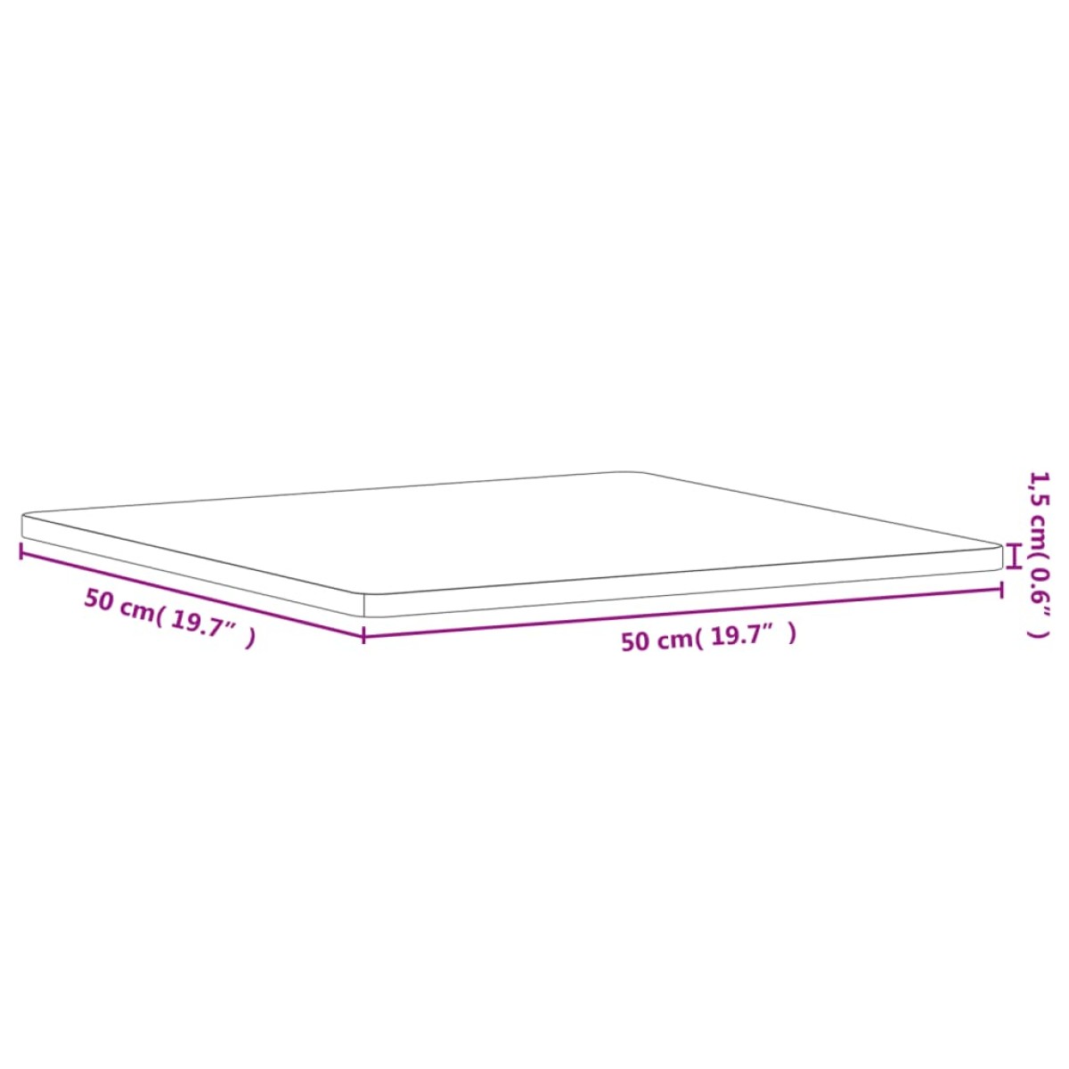 vidaXL Επιφάνεια Τραπεζιού Τετράγωνη 50x50x1,5 εκ. Μασίφ Ξύλο Οξιάς