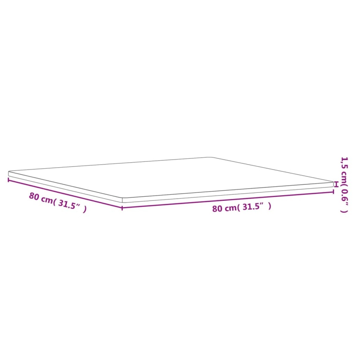 vidaXL Επιφάνεια Τραπεζιού Τετράγωνη 80x80x1,5 εκ. Μασίφ Ξύλο Οξιάς