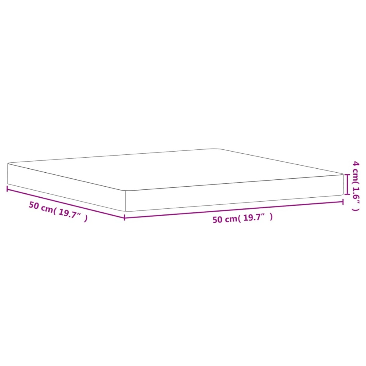 vidaXL Επιφάνεια Τραπεζιού Τετράγωνη 50 x 50 x 4 εκ. Μασίφ Ξύλο Οξιάς