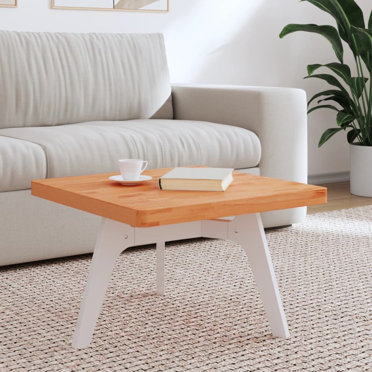 vidaXL Επιφάνεια Τραπεζιού Τετράγωνη 60x60x4 εκ. Μασίφ Ξύλο Οξιάς