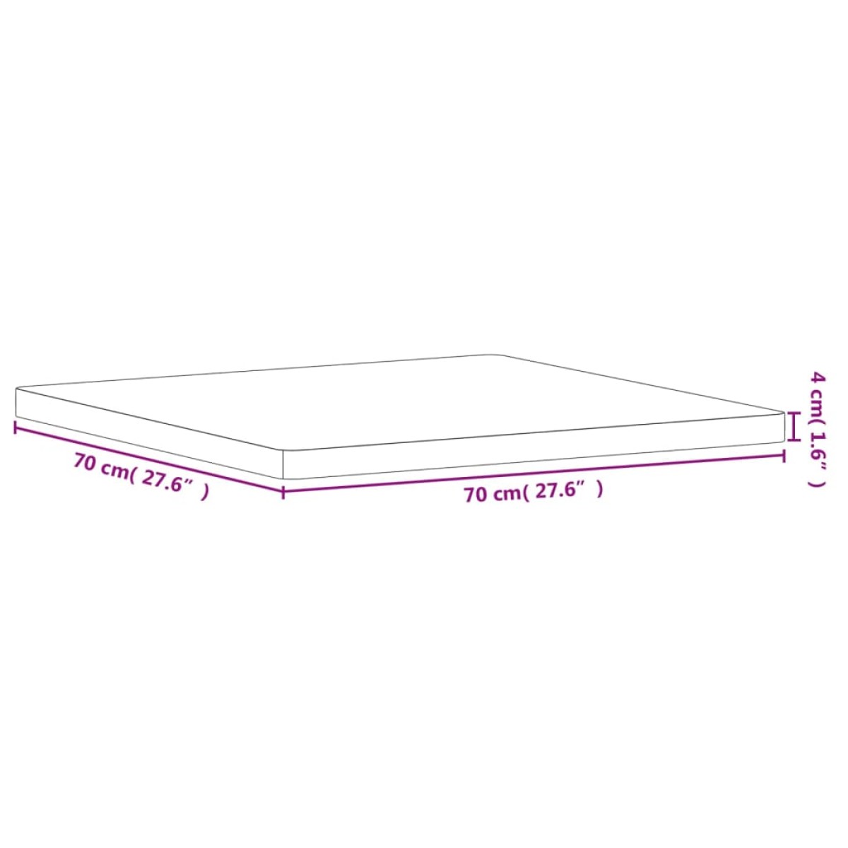 vidaXL Επιφάνεια Τραπεζιού Τετράγωνη 70x70x4 εκ. Μασίφ Ξύλο Οξιάς