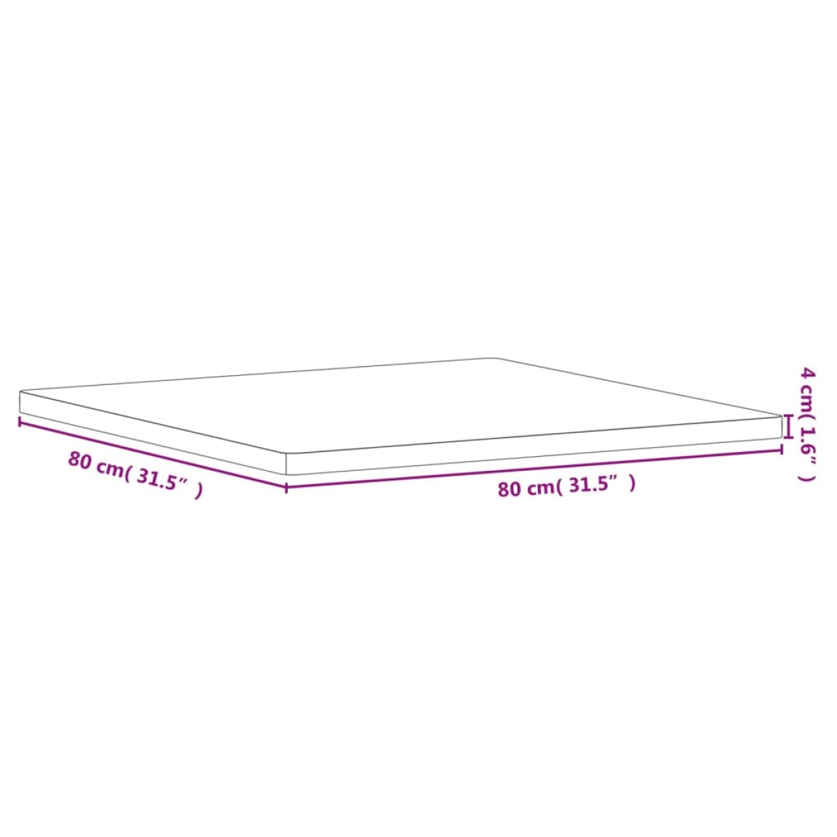 vidaXL Επιφάνεια Τραπεζιού Τετράγωνη 80x80x4 εκ. Μασίφ Ξύλο Οξιάς