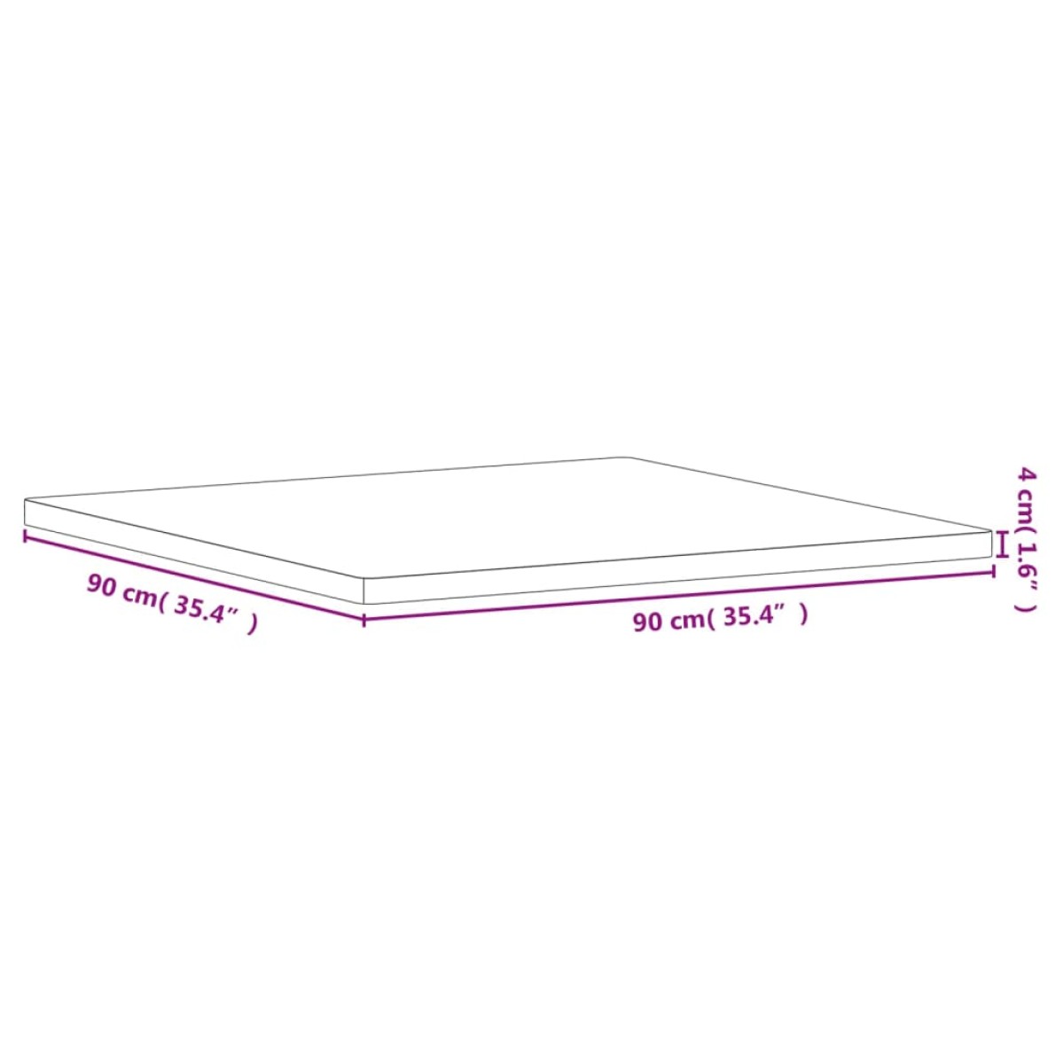 vidaXL Επιφάνεια Τραπεζιού Τετράγωνη 90x90x4 εκ. Μασίφ Ξύλο Οξιάς